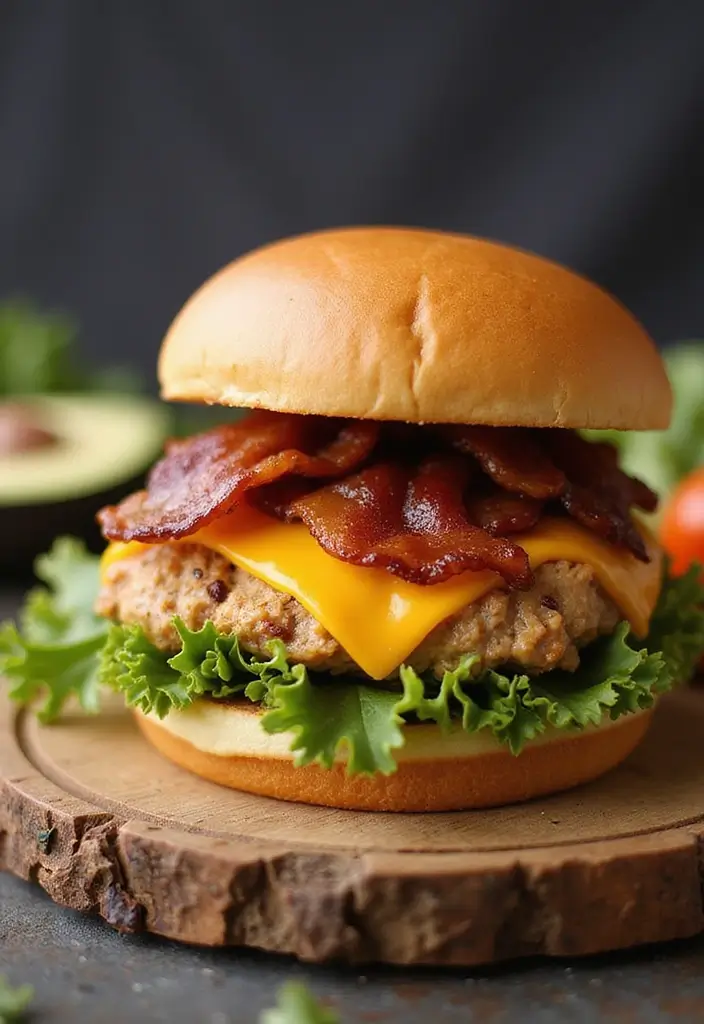 29 Cheddar Ranch Chicken Burgers That Are Juicy & Tangy - 14. Cheddar Ranch Chicken Burgers with Bacon