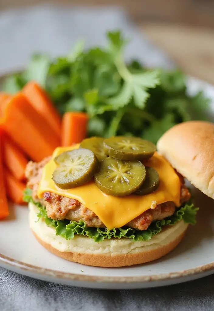 29 Cheddar Ranch Chicken Burgers That Are Juicy & Tangy - 17. Cheddar Ranch Chicken Burgers with Pickles