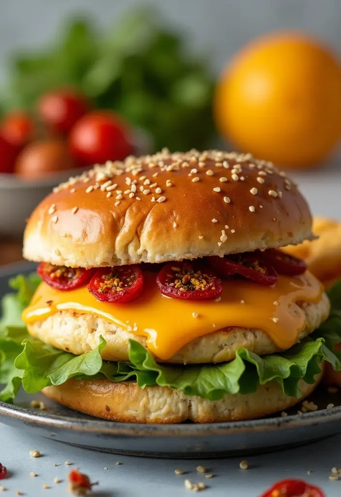 29 Cheddar Ranch Chicken Burgers That Are Juicy & Tangy - 28. Cheddar Ranch Chicken Burgers with Sun-Dried Tomatoes