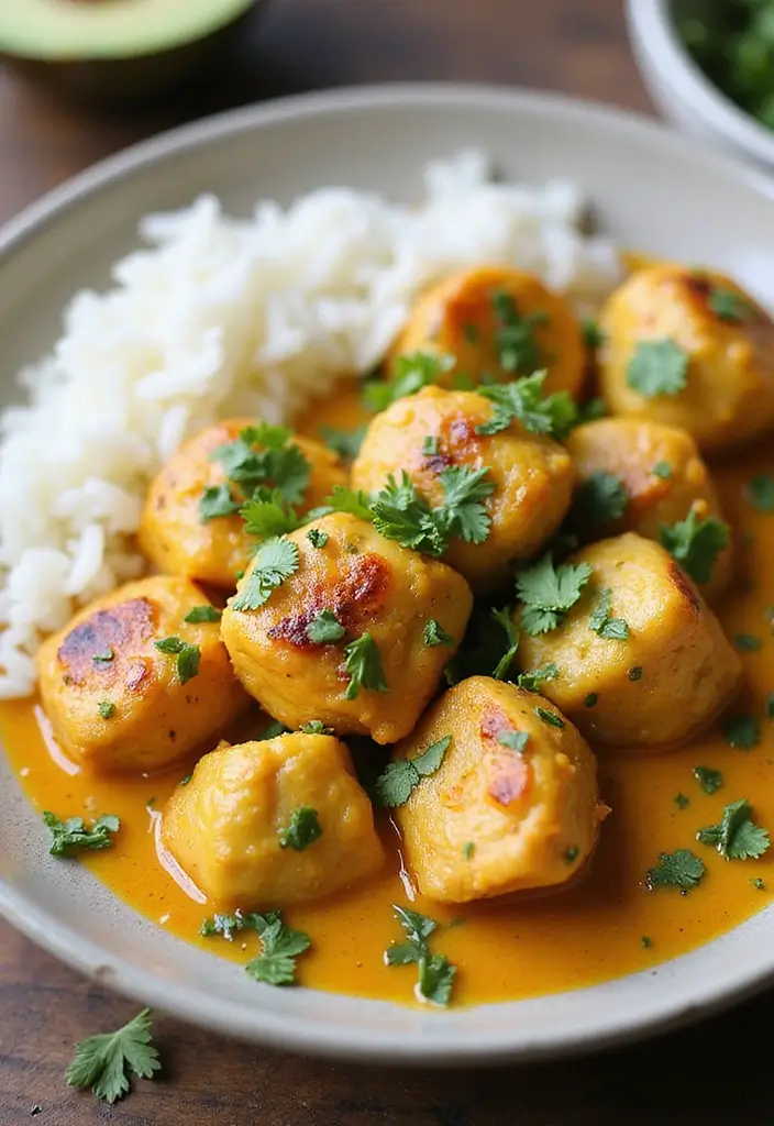 29 Chicken Breast Bites Recipes That Are Easy & Protein-Packed - 8. Coconut Curry Chicken Bites