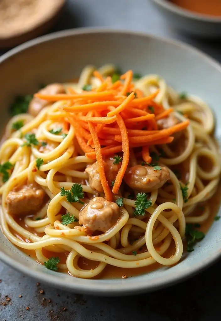 29 Creamy Chicken Alfredo Pasta Recipes That Melt in Your Mouth - 17. Thai Peanut Chicken Alfredo