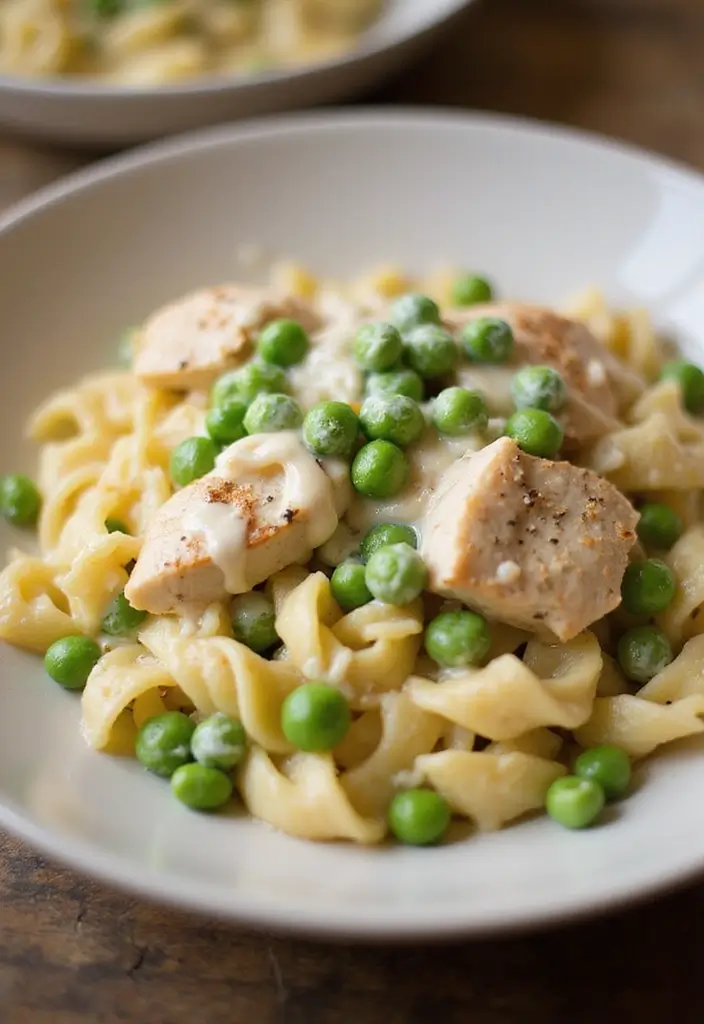 29 Creamy Chicken Alfredo Pasta Recipes That Melt in Your Mouth - 25. Chicken Alfredo with Peas