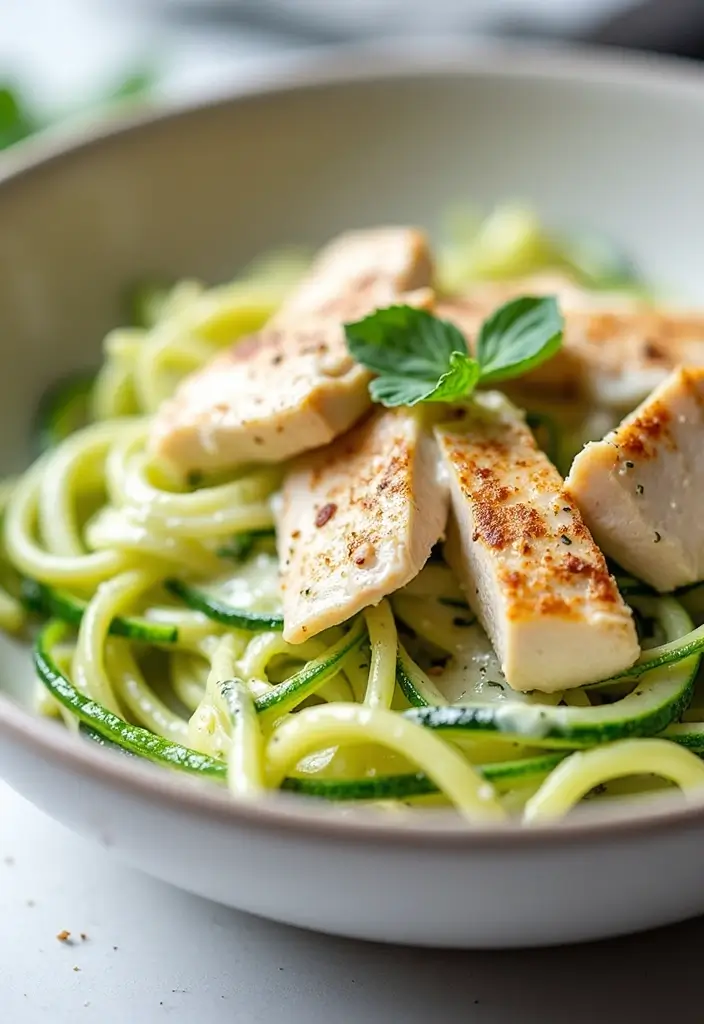 29 Creamy Chicken Alfredo Pasta Recipes That Melt in Your Mouth - 27. Chicken Alfredo with Zucchini Noodles