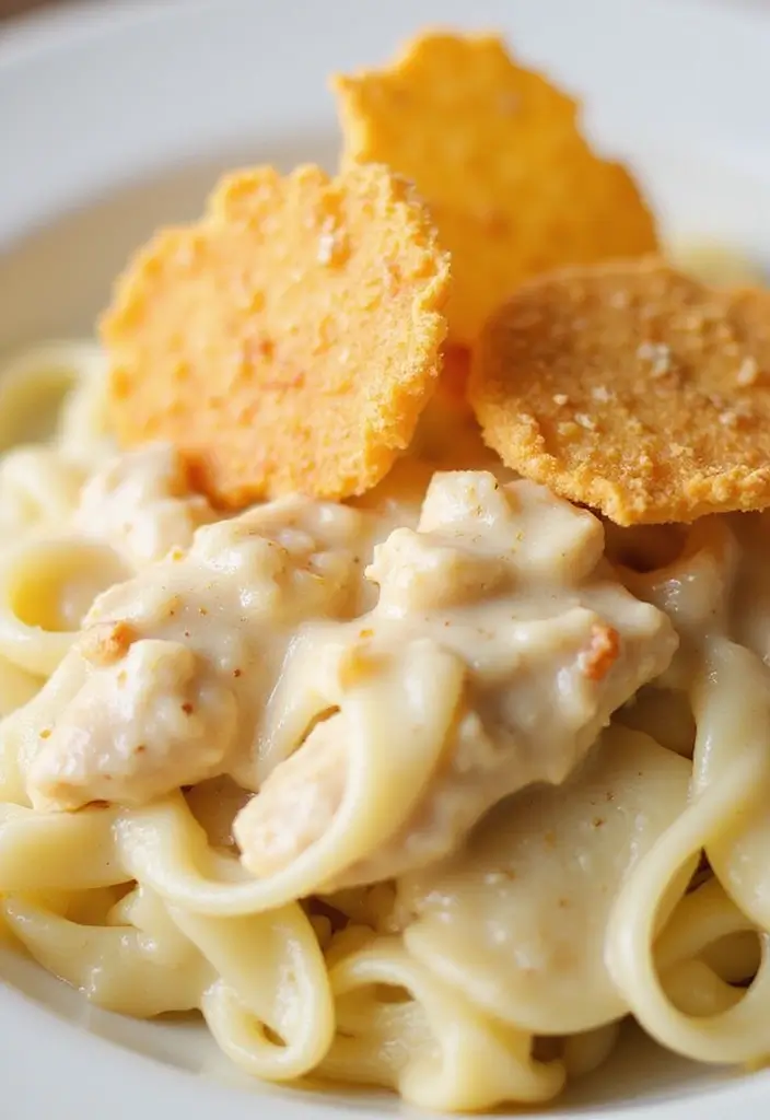 29 Creamy Chicken Alfredo Pasta Recipes That Melt in Your Mouth - 29. Creamy Chicken Alfredo with Parmesan Crisps