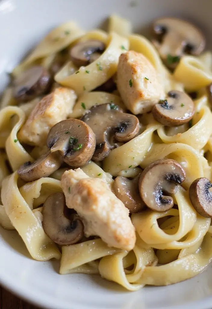 29 Creamy Chicken Alfredo Pasta Recipes That Melt in Your Mouth - 7. Mushroom Chicken Alfredo
