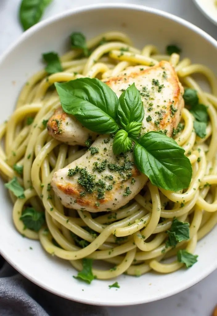 29 Creamy Chicken Alfredo Pasta Recipes That Melt in Your Mouth - 8. Creamy Pesto Chicken Alfredo