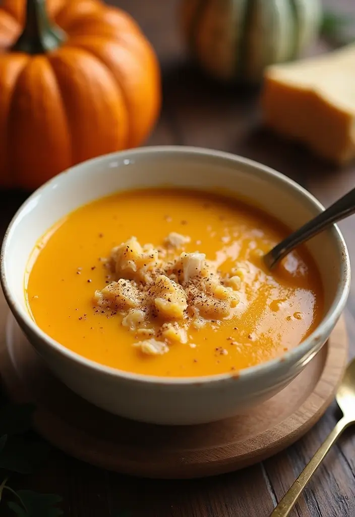 29 Crockpot Creamy Chicken Parmesan Soup Recipes That Are Rich & Smooth - 12. Pumpkin Creamy Chicken Parmesan Soup