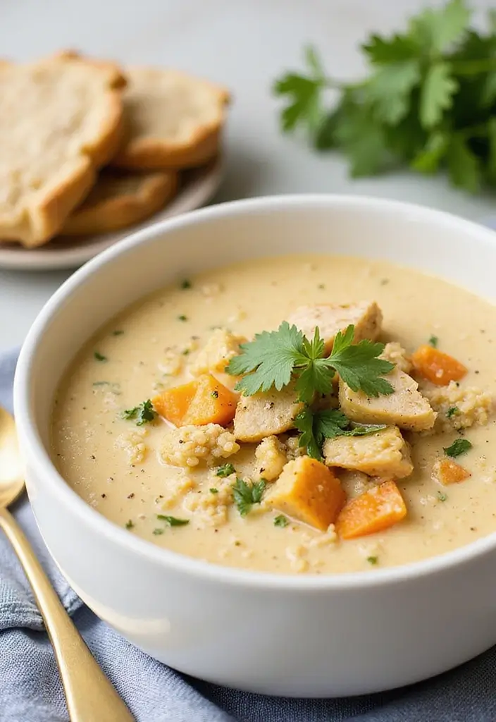 29 Crockpot Creamy Chicken Parmesan Soup Recipes That Are Rich & Smooth - 18. Quinoa Creamy Chicken Parmesan Soup