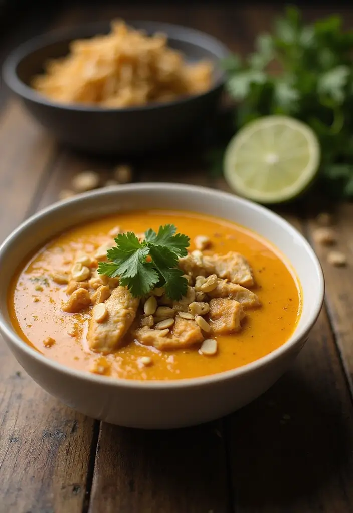 29 Crockpot Creamy Chicken Parmesan Soup Recipes That Are Rich & Smooth - 20. Thai Peanut Chicken Parmesan Soup