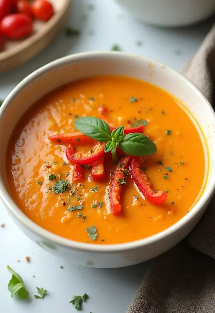 29 Crockpot Creamy Chicken Parmesan Soup Recipes That Are Rich & Smooth - 25. Creamy Chicken Parmesan Soup with Roasted Peppers