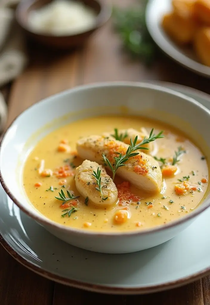 29 Crockpot Creamy Chicken Parmesan Soup Recipes That Are Rich & Smooth - 26. Creamy Chicken Parmesan Soup with Herbs de Provence