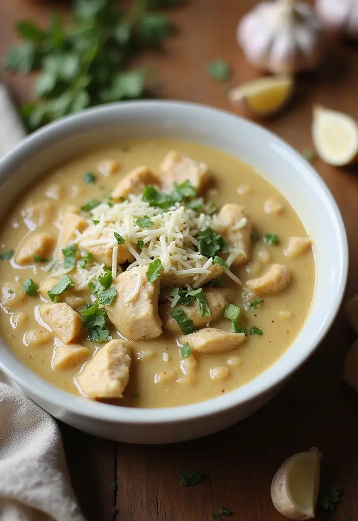 29 Hearty & Clean Paleo White Chicken Chili Recipes 14 29 Hearty & Clean Paleo White Chicken Chili Recipes - 13. Garlic Parmesan Paleo White Chicken Chili