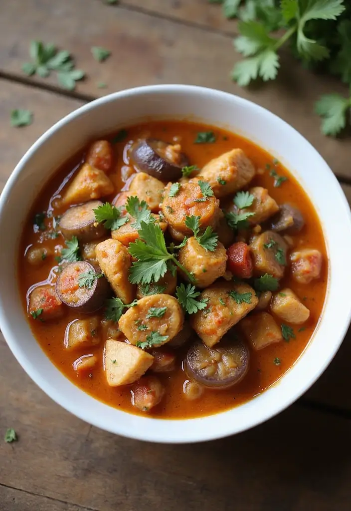 29 Hearty & Clean Paleo White Chicken Chili Recipes 25 29 Hearty & Clean Paleo White Chicken Chili Recipes - 24. Eggplant and Tomato Paleo White Chicken Chili