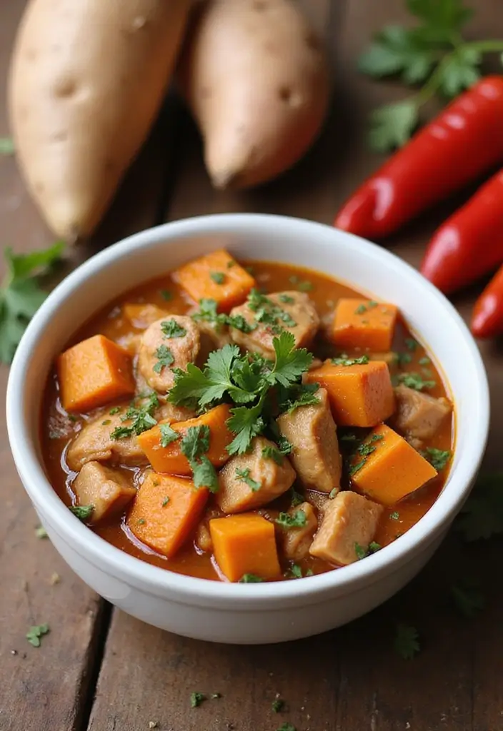 29 Hearty & Clean Paleo White Chicken Chili Recipes 28 29 Hearty & Clean Paleo White Chicken Chili Recipes - 27. Chipotle Sweet Potato Paleo White Chicken Chili