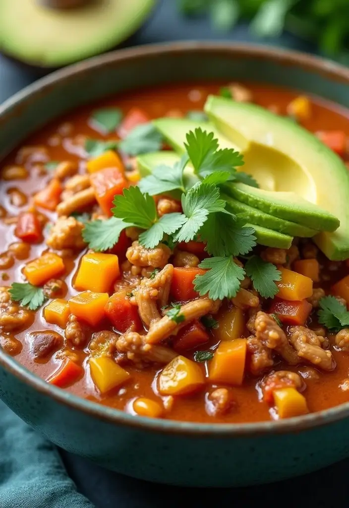 29 Hearty & Clean Paleo White Chicken Chili Recipes 6 29 Hearty & Clean Paleo White Chicken Chili Recipes - 5. Loaded Veggie Paleo White Chicken Chili