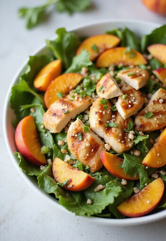 29 Orange Sesame Chicken Salad Recipes That Are Crisp & Flavorful 13 29 Orange Sesame Chicken Salad Recipes That Are Crisp & Flavorful - 12. Grilled Peach Orange Sesame Chicken Salad
