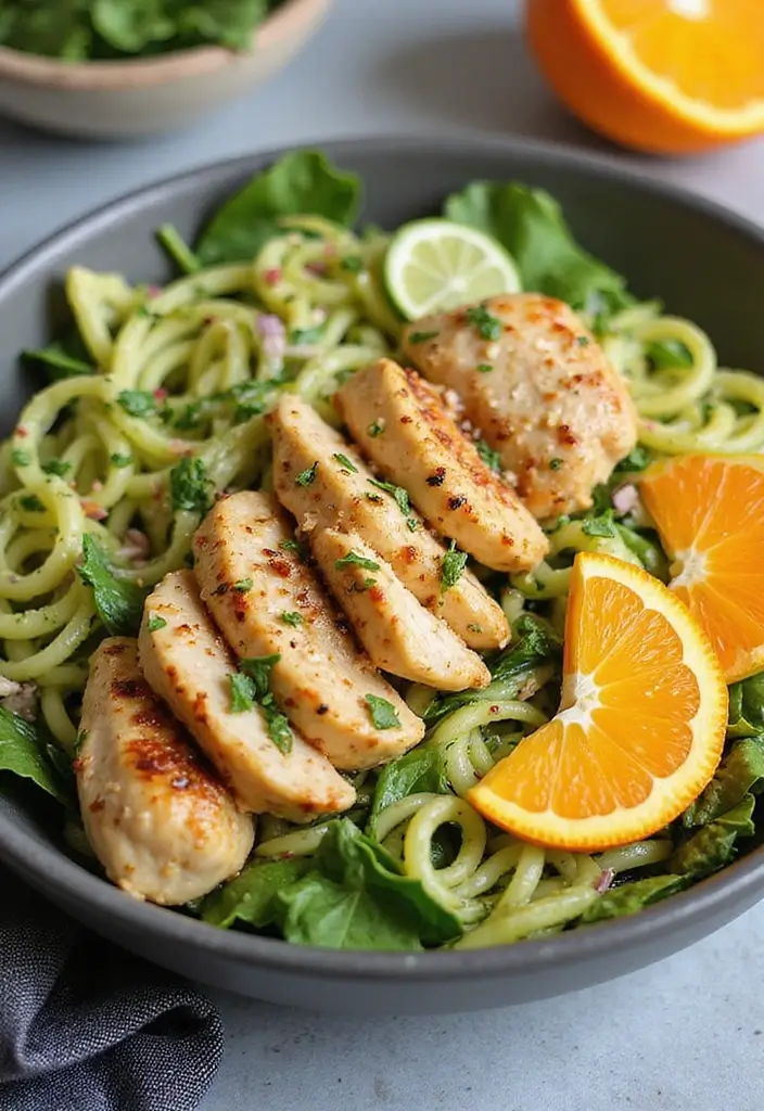 29 Orange Sesame Chicken Salad Recipes That Are Crisp & Flavorful 22 29 Orange Sesame Chicken Salad Recipes That Are Crisp & Flavorful - 21. Orange Sesame Chicken Salad with Zucchini Noodles