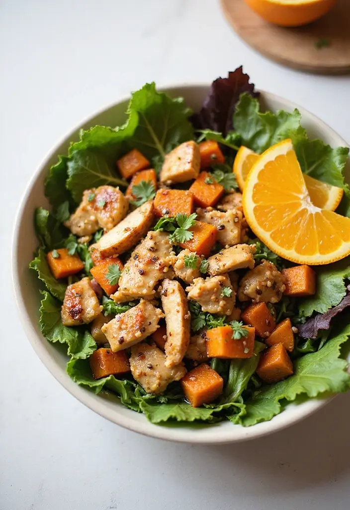 29 Orange Sesame Chicken Salad Recipes That Are Crisp & Flavorful 25 29 Orange Sesame Chicken Salad Recipes That Are Crisp & Flavorful - 24. Orange Sesame Chicken Salad with Sweet Potatoes