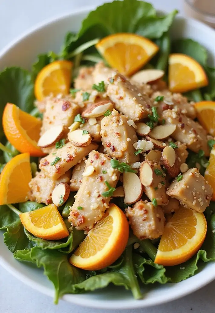 29 Orange Sesame Chicken Salad Recipes That Are Crisp & Flavorful 8 29 Orange Sesame Chicken Salad Recipes That Are Crisp & Flavorful - 7. Orange Sesame Chicken Salad with Almonds