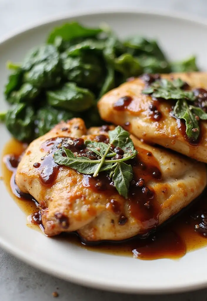 29 Smothered Chicken with Creamed Spinach Recipes That Are Rich & Comforting - 10. Honey Balsamic Smothered Chicken