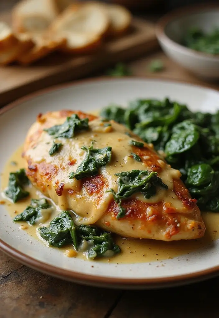 29 Smothered Chicken with Creamed Spinach Recipes That Are Rich & Comforting - 28. Garlic Parmesan Spinach Smothered Chicken