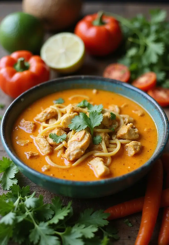 29 Spicy Chicken Noodle Soup Recipes That Warm You Right Up - 12. Coconut Curry Spicy Chicken Noodle Soup
