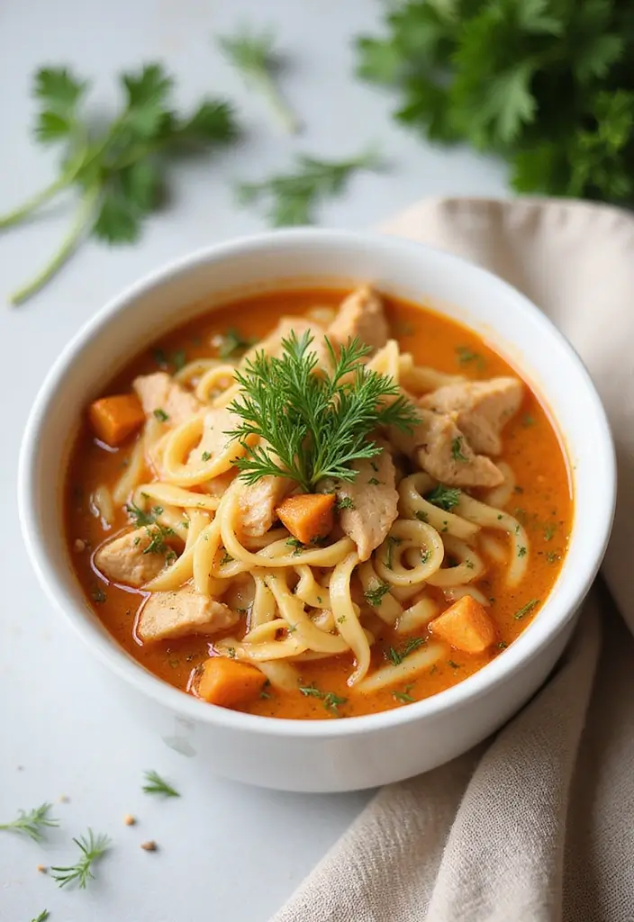 29 Spicy Chicken Noodle Soup Recipes That Warm You Right Up - 19. Spicy Dill Chicken Noodle Soup