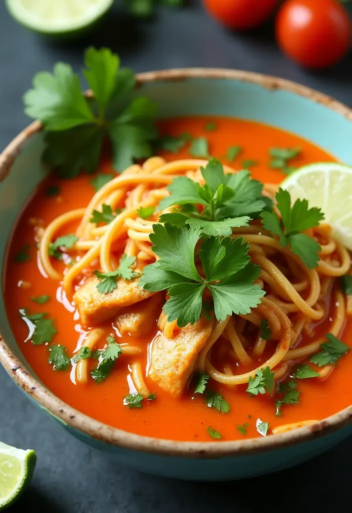 29 Spicy Chicken Noodle Soup Recipes That Warm You Right Up - 2. Thai-Inspired Spicy Chicken Noodle Soup