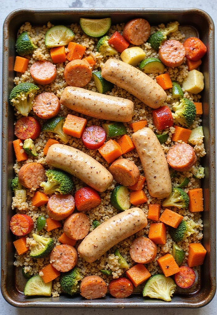 30 Chicken Sausage Sheet Pan Recipes That Make Dinner Easy - 12. Chicken Sausage and Quinoa