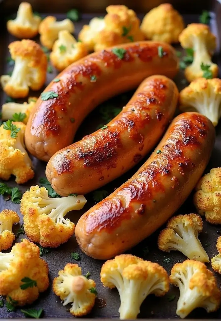 30 Chicken Sausage Sheet Pan Recipes That Make Dinner Easy - 16. Chicken Sausage with Roasted Cauliflower