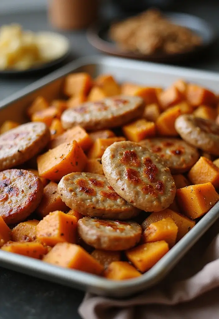 30 Chicken Sausage Sheet Pan Recipes That Make Dinner Easy - 27. Chicken Sausage and Sweet Potato Hash