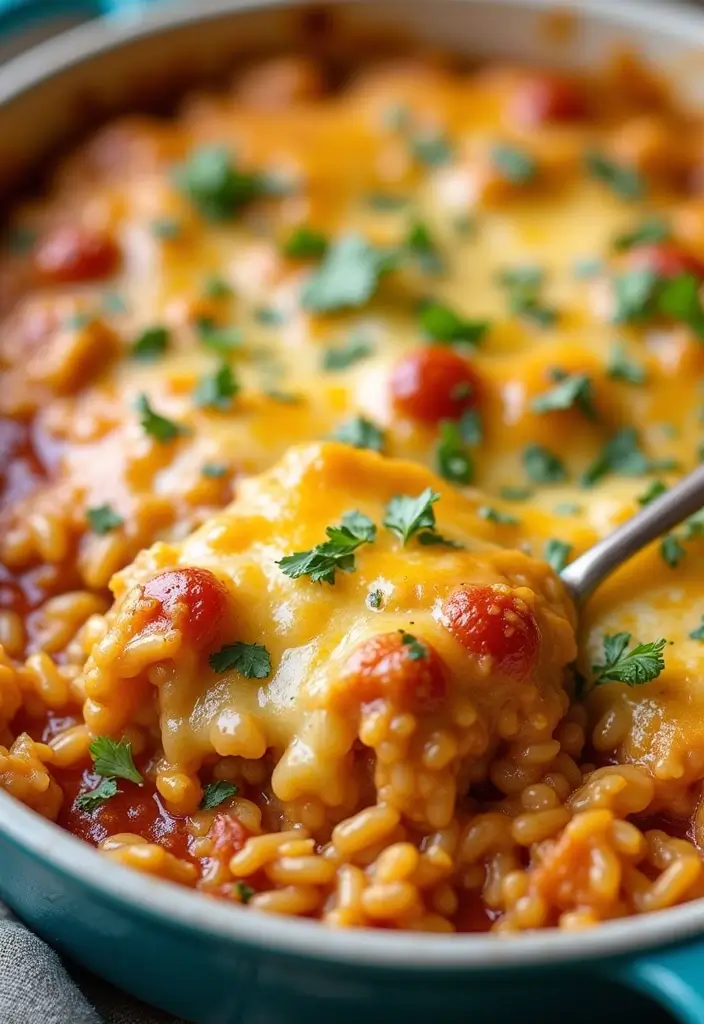 30 Ground Chicken and Rice Recipes That Are Protein-Packed & Easy - 17. Cheesy Ground Chicken and Rice Bake