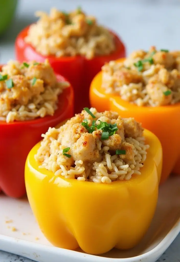 30 Honey Garlic Chicken and Rice Recipes That Are Simple & Addictive - 12. Honey Garlic Chicken and Rice Stuffed Peppers