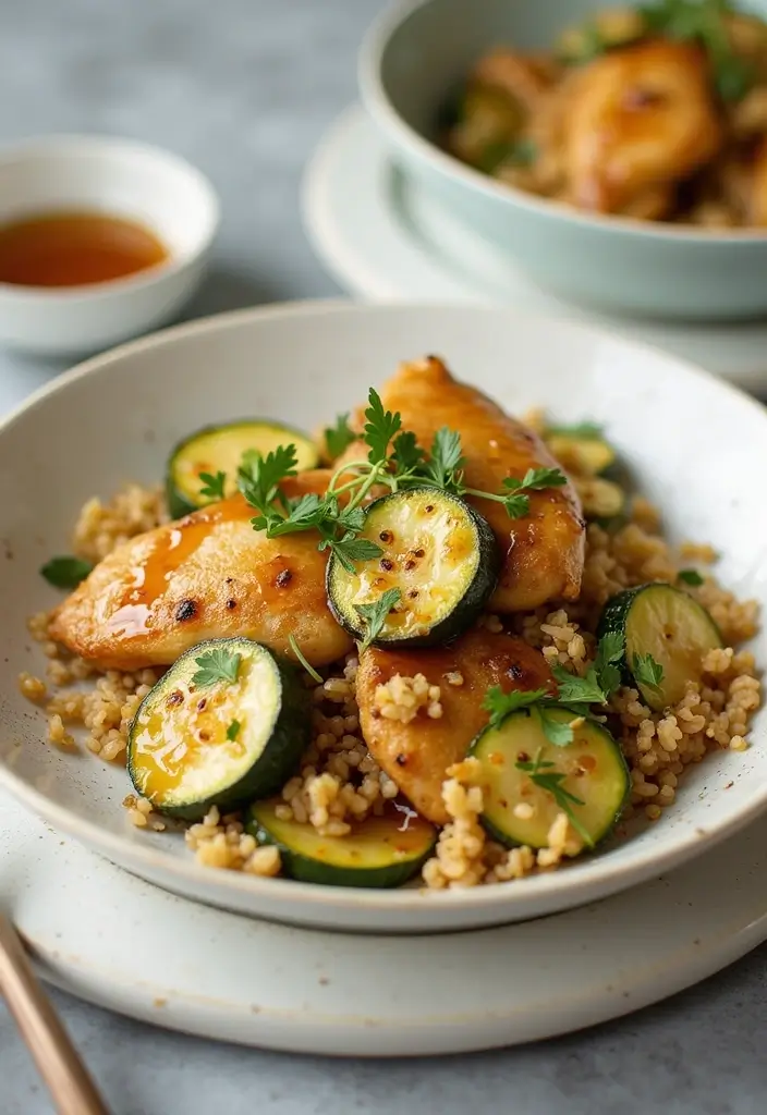 30 Honey Garlic Chicken and Rice Recipes That Are Simple & Addictive - 26. Honey Garlic Chicken and Rice with Zucchini