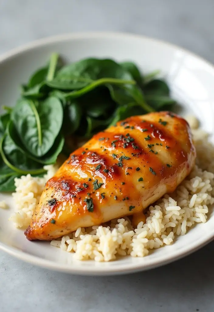 30 Honey Garlic Chicken and Rice Recipes That Are Simple & Addictive - 29. Honey Garlic Chicken and Rice with Spinach