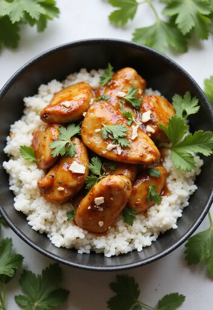 30 Honey Garlic Chicken and Rice Recipes That Are Simple & Addictive - 3. One-Pot Honey Garlic Chicken and Coconut Rice