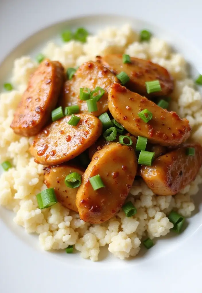 30 Honey Garlic Chicken and Rice Recipes That Are Simple & Addictive - 30. Honey Garlic Chicken and Rice with Cauliflower