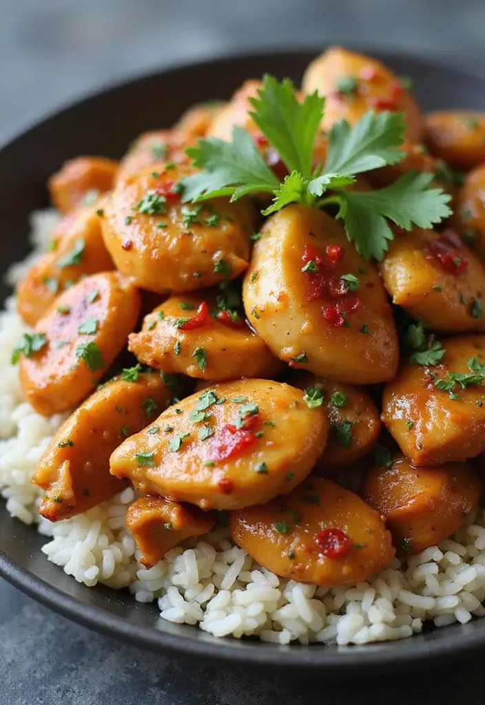 30 Honey Garlic Chicken and Rice Recipes That Are Simple & Addictive - 8. Spicy Honey Garlic Chicken and Rice
