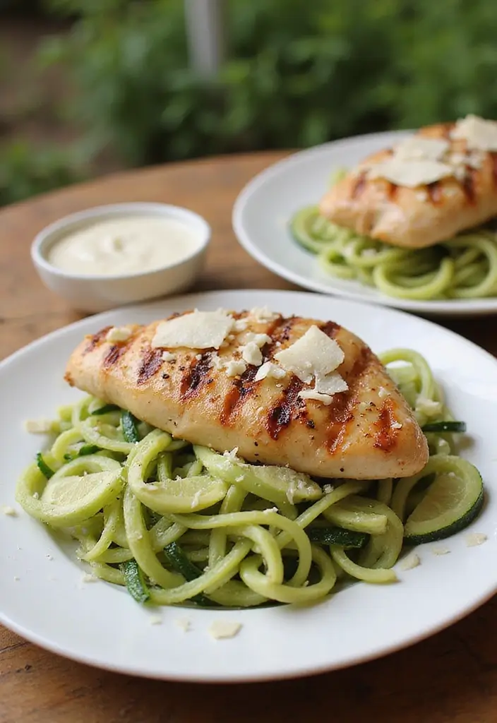 30 Summer Chicken Breast Recipes That Are Light & Grilled to Perfection 16 30 Summer Chicken Breast Recipes That Are Light & Grilled to Perfection - 15. Grilled Chicken with Zucchini Noodles