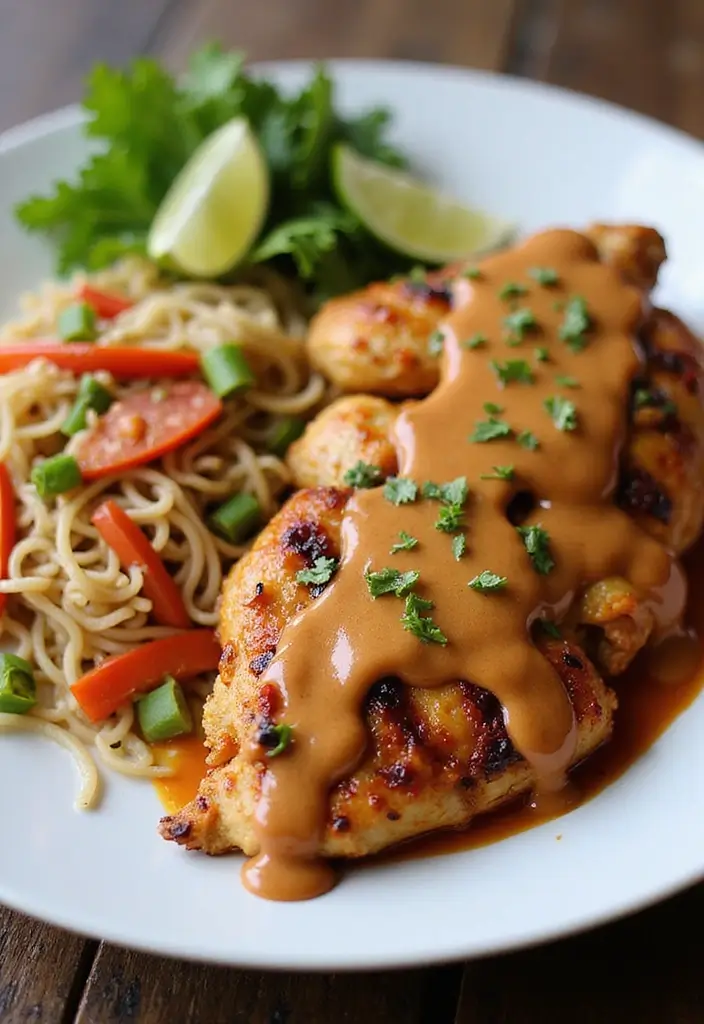 30 Summer Chicken Breast Recipes That Are Light & Grilled to Perfection 18 30 Summer Chicken Breast Recipes That Are Light & Grilled to Perfection - 17. Grilled Chicken with Spicy Peanut Sauce