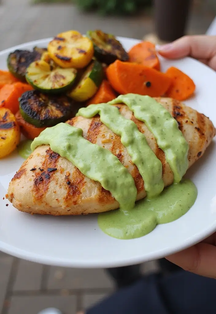 30 Summer Chicken Breast Recipes That Are Light & Grilled to Perfection 24 30 Summer Chicken Breast Recipes That Are Light & Grilled to Perfection - 23. Grilled Chicken with Creamy Avocado Dressing