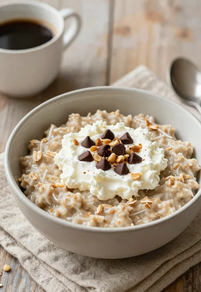 15 Cottage Cheese Recipes Snack High Protein Bites - 10. Cottage Cheese and Chocolate Chip Oatmeal 1