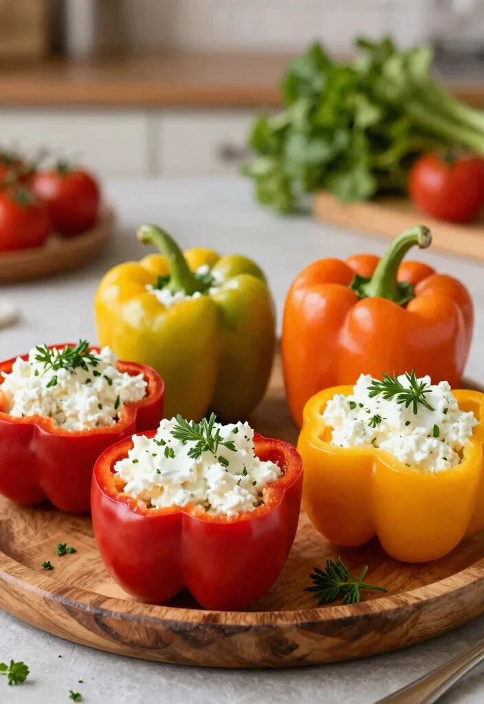 15 Cottage Cheese Recipes Snack High Protein Bites - 3. Cottage Cheese and Herb Stuffed Bell Peppers 1