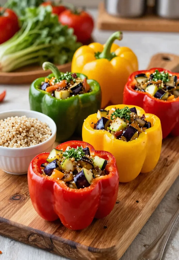 16 Eggplant and Zucchini Recipes Light Mediterranean Style - 15. Eggplant and Zucchini Stuffed Peppers 1