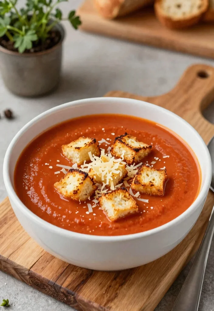 17 Canned Tomato Soup Recipes Cozy Quick Comfort - 3. Cheesy Tomato Soup with Grilled Cheese Croutons 1