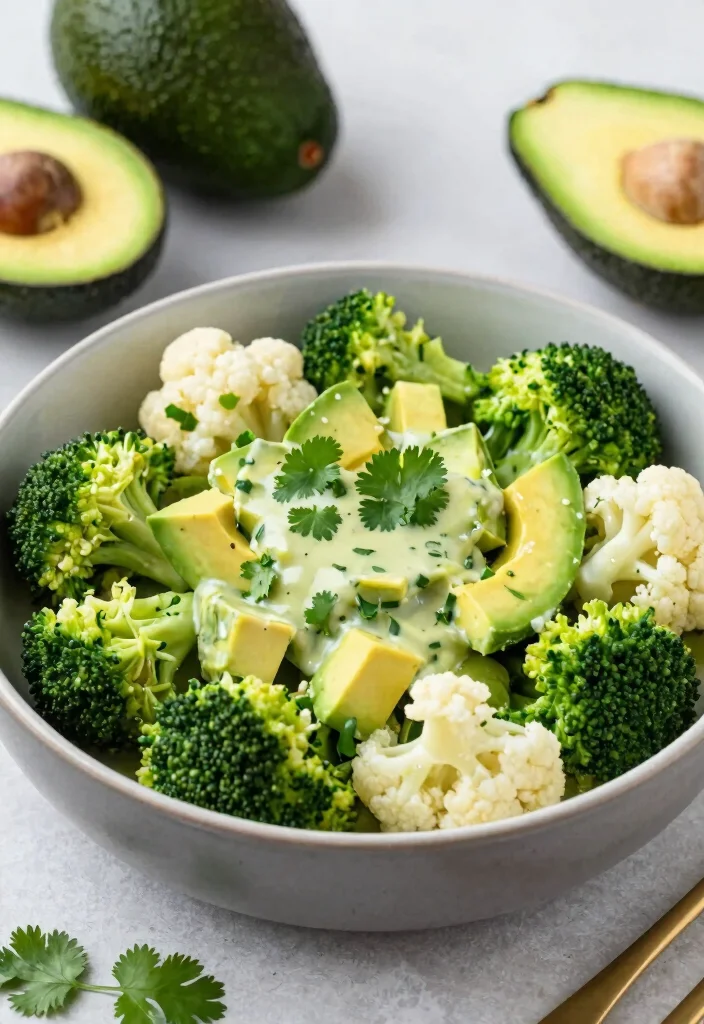 18 Broccoli Cauliflower Salad Recipes Fresh Crunchy Bowls - 12. Creamy Avocado Broccoli Cauliflower Salad 1