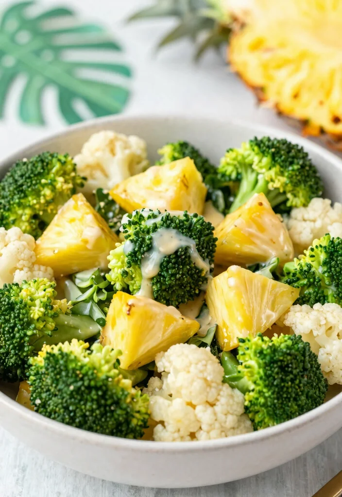 18 Broccoli Cauliflower Salad Recipes Fresh Crunchy Bowls - 14. Broccoli Cauliflower Salad with Pineapple 1