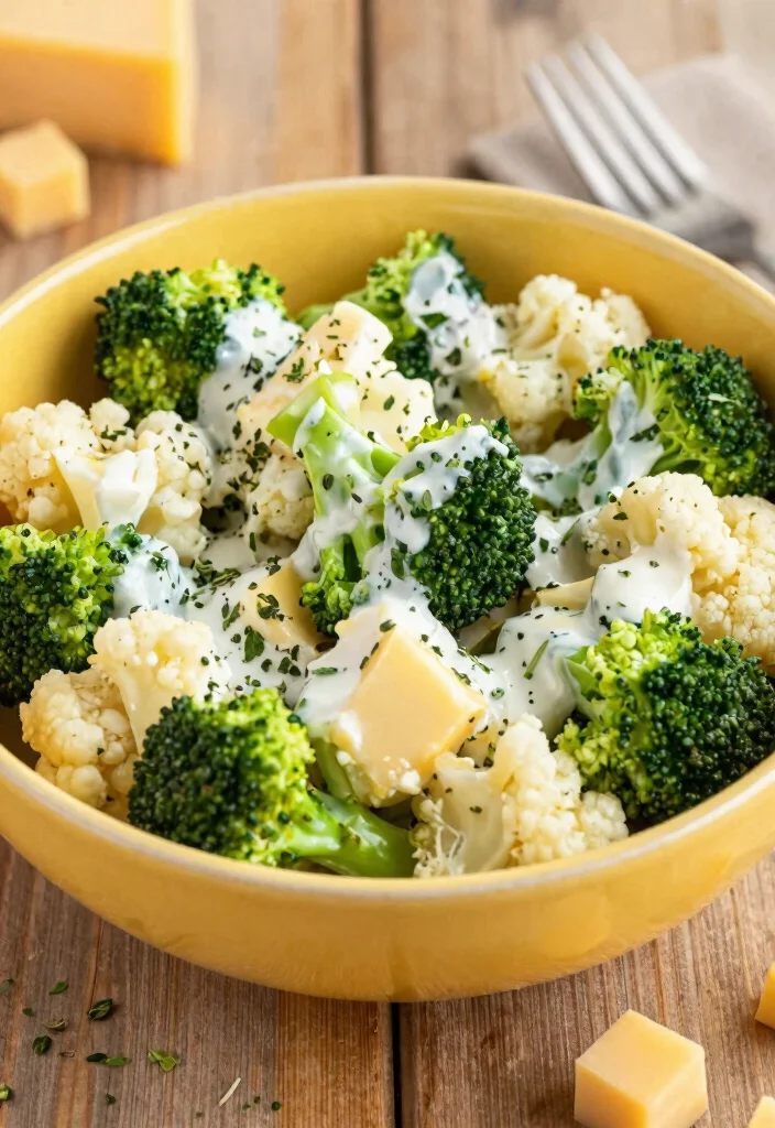 18 Broccoli Cauliflower Salad Recipes Fresh Crunchy Bowls - 4. Cheesy Broccoli Cauliflower Salad 1